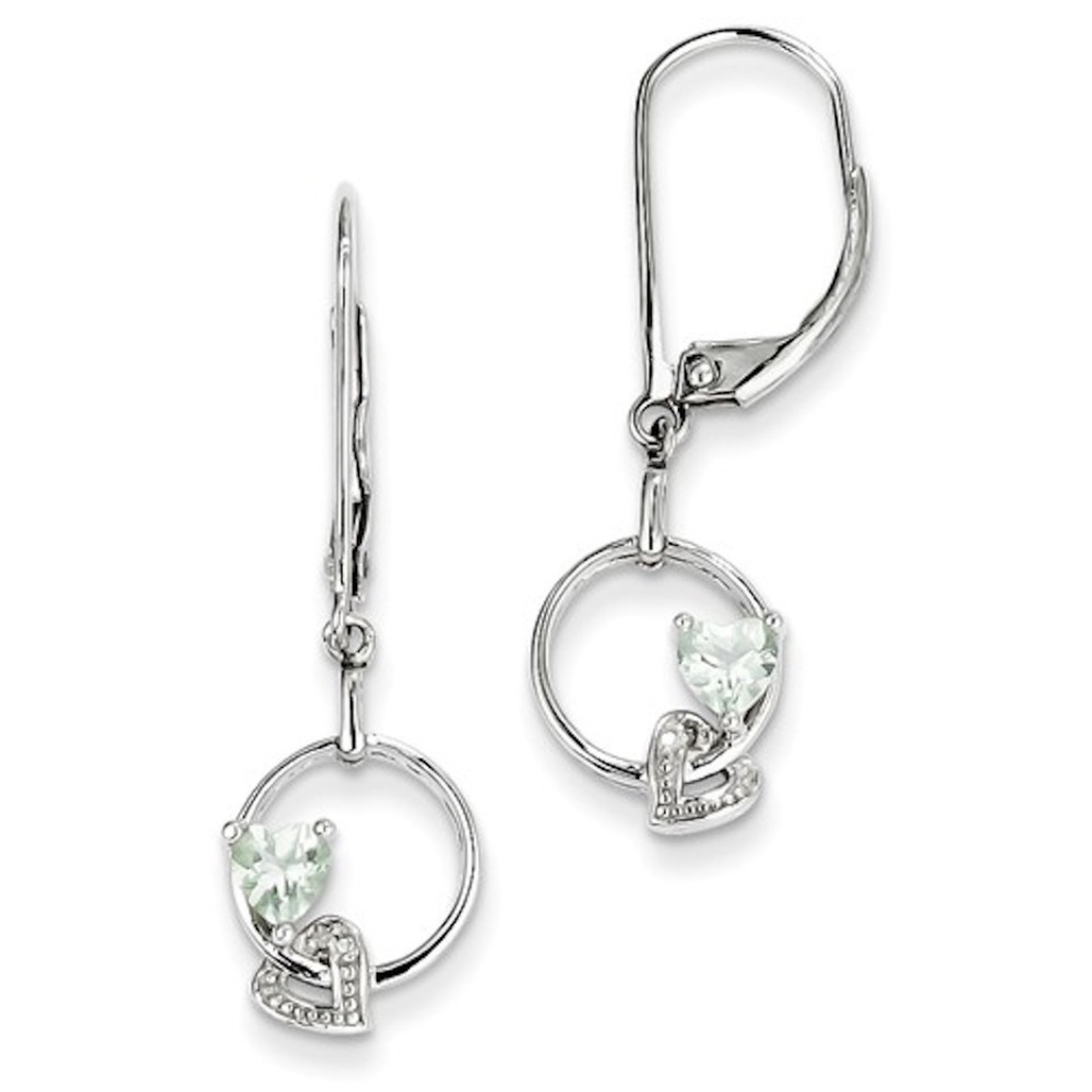 Genuine Green Amethyst Diamond Earrings